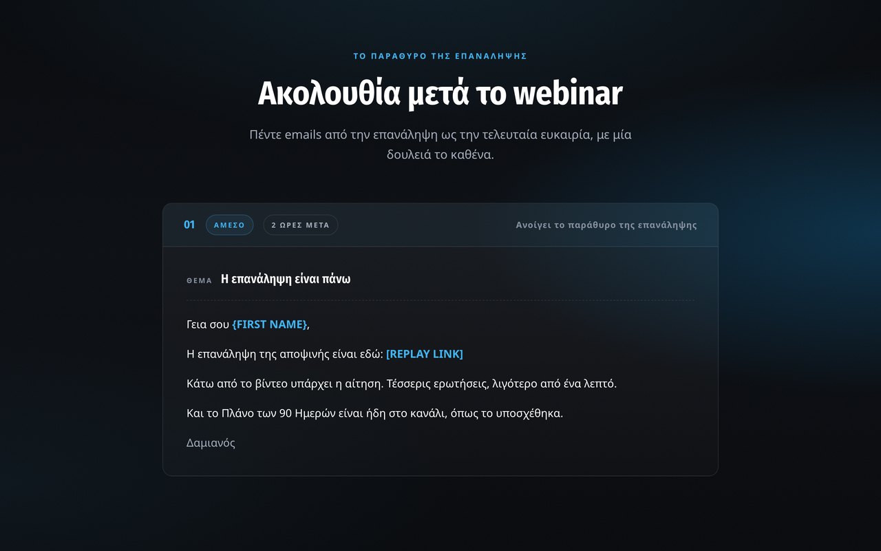 Προεπισκόπηση ακολουθίας μετά το webinar