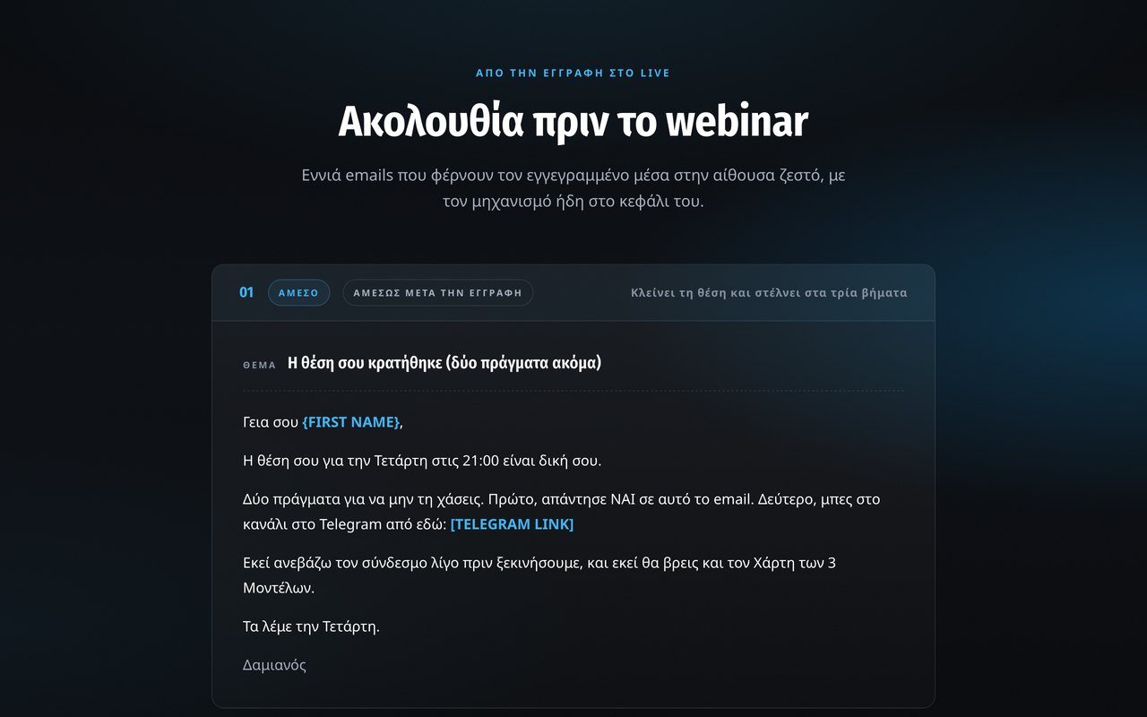 Προεπισκόπηση ακολουθίας πριν το webinar